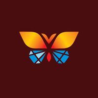 fjäril logotyp design med blå juvel vingar vektor