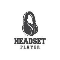 Headset Logo Design einfach Headset Spieler Illustration Vorlage vektor