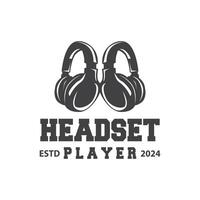 Headset Logo Design einfach Headset Spieler Illustration Vorlage vektor