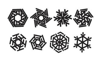 uppsättning snöflingor vektor, vinter och chistmas ikon, isolerade bakgrund vektor