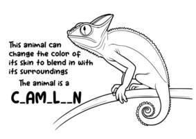 Färbung Buch Tier und einzigartig Tatsache Über Chamäleon vektor