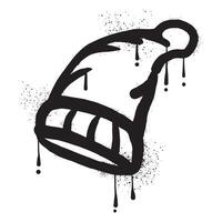 Mütze Hut Graffiti mit schwarz sprühen Farbe vektor