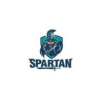 spartanisch Soldat halten Schwerter und Schilde Logo Design Grafik Illustration vektor