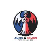 ängel och demon logotyp design vektor