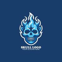 blå brand skalle logotyp design vektor
