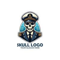 skalle kapten logotyp design vektor