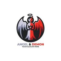 ängel och demon logotyp design vektor