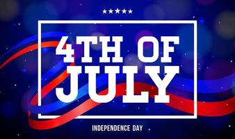 4 .. von Juli Unabhängigkeit Tag von das USA Illustration mit fallen amerikanisch Flagge Muster Star gestalten Konfetti und Typografie Brief auf Blau Hintergrund. vierte von Juli National Feier Design vektor