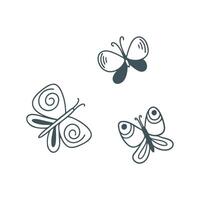 Schmetterlinge Gekritzel skizzieren Stil vektor