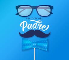 Lycklig fars dag spanska grattis med 3d grejer. kreativ blå design vektor