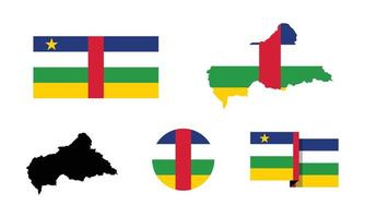 centralafrikanska republikens egenskaper. flagga i rektangel, rund och kartor. uppsättning element vektorillustrationer för nationella firande dag. vektor