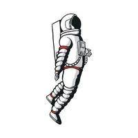 realistisk illustration av en flytande astronaut. kreativ vektorritning av kosmonaut. illustrerad i tecknad stil för futuristiska och moderna teman. vektor