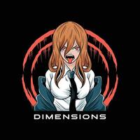 dimensionera flicka anime karaktär design illustration, anime affisch design vektor