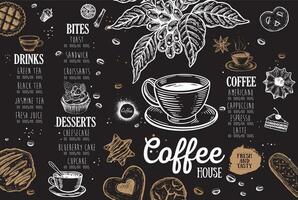 kaffehusmeny. restaurang café meny, malldesign. matreklamblad. vektor