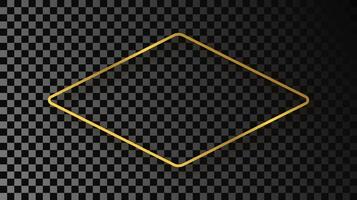 Gold glühend gerundet Rhombus gestalten Rahmen mit Schatten vektor