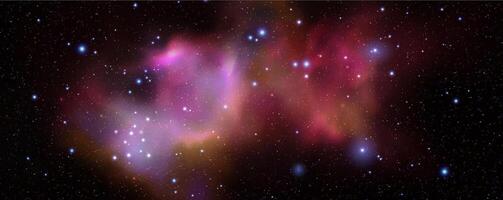 Plats bakgrund med realistisk nebulosa och lysande stjärnor. magi färgrik galax med stardust vektor