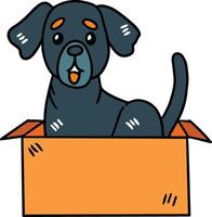 ein Hund ist Sitzung im ein Box vektor