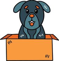 ein Hund ist Sitzung im ein Box vektor