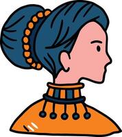 ein Frau mit ein Kopf Schal und Perlen auf ihr Kopf vektor