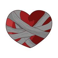Illustration von gebrochen Herz mit Binde vektor