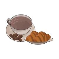 Illustration von Kaffee Tasse und Croissant vektor