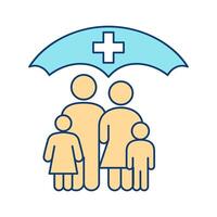 Familie schützen mit medizinisch Gesundheit Wohlergehen Symbol vektor