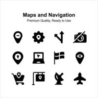 prüfen diese Prämie Qualität Karten und Navigation Symbole einstellen vektor