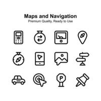 Gut Design Karten und Navigation Symbole oben zum Prämie verwenden vektor