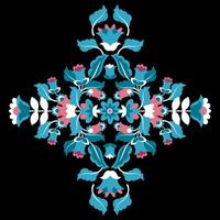 symmetrisch hell Mexikaner Stickerei von ethnisch Blumen auf ein schwarz Hintergrund vektor