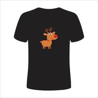 jul t-shirt design med jacquard stickning. bild av en jultomten rådjur med röd näsa vektor