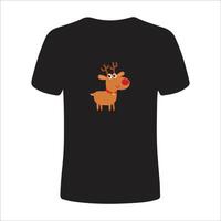 Weihnachten T-Shirt Design mit Jacquard Stricken. Bild von ein Santa's Hirsch mit rot Nase vektor