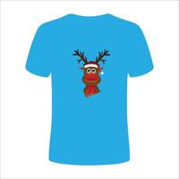 Weihnachten T-Shirt Design mit Jacquard Stricken. Bild von ein Santa's Hirsch mit rot Nase vektor