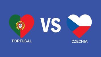 portugal och czechia match design emblem hjärta europeisk nationer 2024 lag länder europeisk Tyskland fotboll symbol logotyp illustration vektor