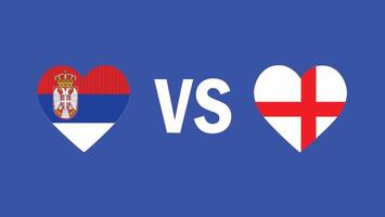 Serbien und England Spiel Design Flagge Herz europäisch Nationen 2024 Teams Länder europäisch Deutschland Fußball Symbol Logo Illustration vektor