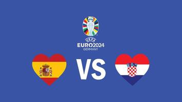 Spanien und Kroatien Spiel Emblem Herz Euro 2024 Teams Design mit offiziell Symbol Logo abstrakt Länder europäisch Fußball Illustration vektor