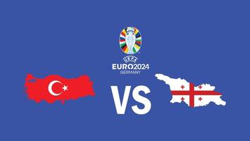 turkiye und Georgia Spiel Flagge Karte Euro 2024 Teams Design mit offiziell Symbol Logo abstrakt Länder europäisch Fußball Illustration vektor