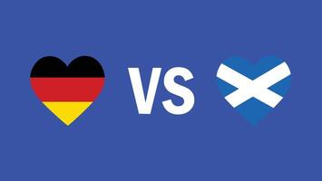 Tyskland och skottland match design emblem hjärta europeisk nationer 2024 lag länder europeisk Tyskland fotboll symbol logotyp illustration vektor