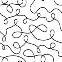 kurva linje klotter sömlös mönster. abstrakt snurrande modern bakgrund med kontinuerlig rader. bläck eller träkol skriva ut för textil, tyg, tapet, omslag, klippbok och förpackning vektor