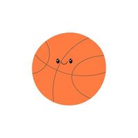 Basketball Ball Gekritzel Illustration. Sport Charakter lächelnd. süß komisch Stil vektor