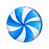 Blau glänzend Süßigkeiten, Spiral- Lutscher, Zucker Karamell, gestreift Bonbons. Aquarell Illustration zum Geburtstag Karte, Party, Design, Flyer, Poster, Banner, Werbung vektor