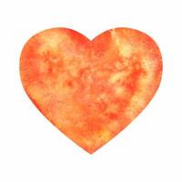 einfach Aquarell Orange rot Herz zum glücklich Valentinsgrüße Tag Karte oder T-Shirt Design. Romantik, Beziehung und Liebe. Herz Illustration. Hand gezeichnet Stil vektor