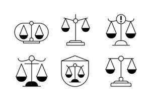 Gerechtigkeit und Gesetz einstellen Symbol Vorlagen zum legal Darstellungen vektor