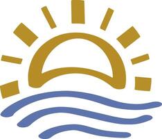 Sol och hav ClipArt Vinka vatten sommar semester symbol vektor