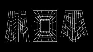 3d trådmodell modeller av objekt nätverk linje. geometrisk former atmosfär framtida. retro trogen design för teknologisk eller vetenskaplig element. illustration. vektor