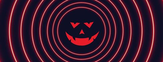 Neon- Stil Halloween Banner mit Geist Gesicht vektor