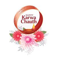 schön Blume dekorativ Karwa chauth Festival Karte Design vektor