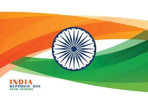 indisch Republik Tag wellig Flagge Design Hintergrund vektor