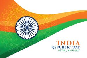 abstrakt indisch Republik Tag wellig Flagge Design vektor
