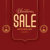 glücklich Dhanteras Verkauf Banner mit Angebot Einzelheiten vektor