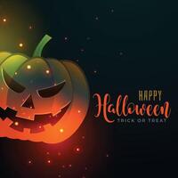 Lachen realistisch Kürbis Halloween Hintergrund mit Licht bewirken vektor